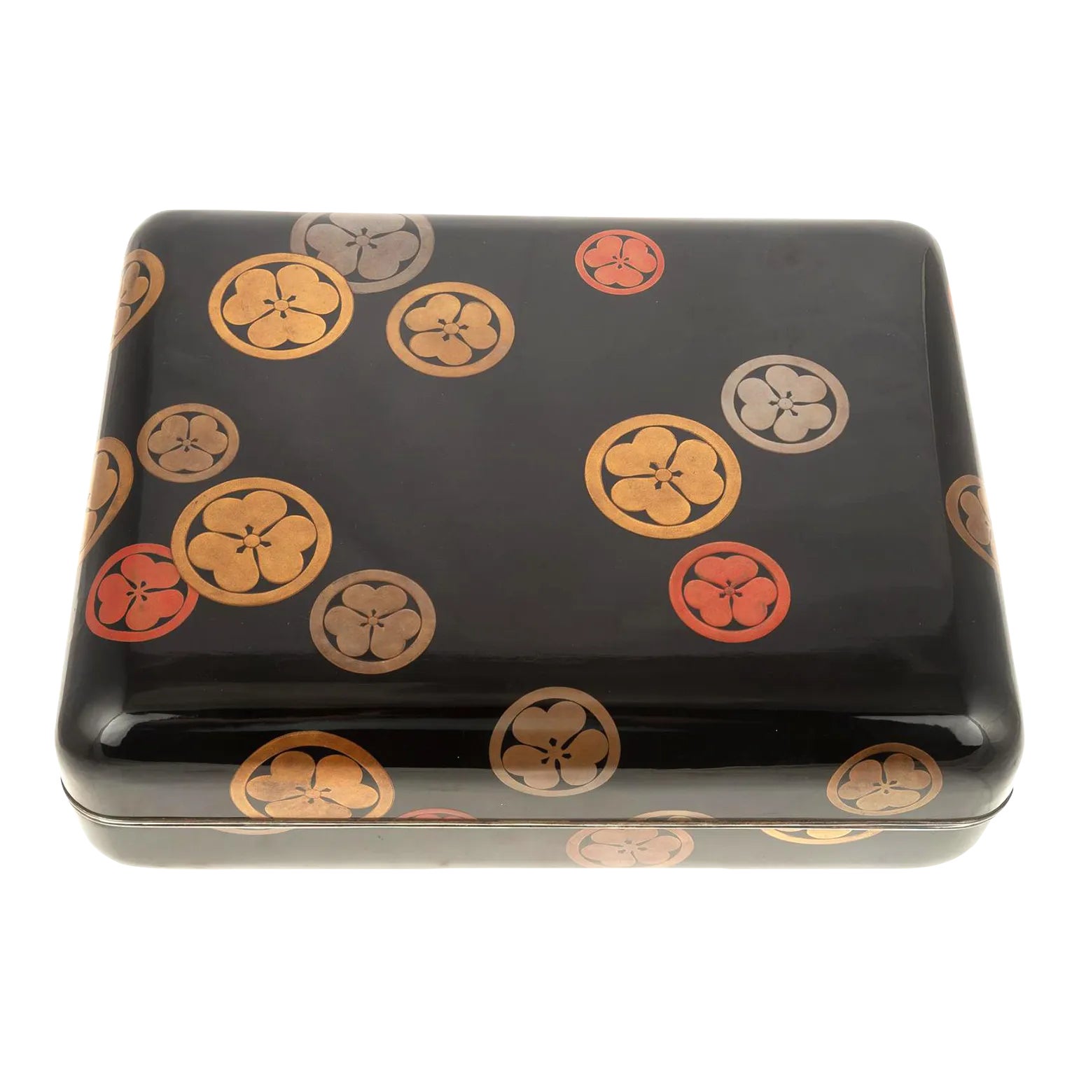 1920s Large Japanese Maki-E Lacquer Box With Mon of the Tokugawa ...