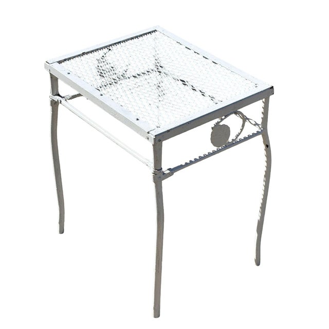 Mid-Century Modern Mid-Century Wrought Iron Outdoor/ Patio Scrolling Side Table For Sale - Image 3 of 6