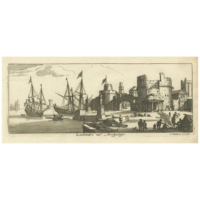 Peeters, Port Scene at Ladimiti in the Aegean Archipelago with Fortifications, 1680, Print For Sale - Image 6 of 6