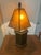 Vintage Shaker Metal Table Lamp With an Amber Mica Hexagonal Lamp Shade For Sale - Image 4 of 12