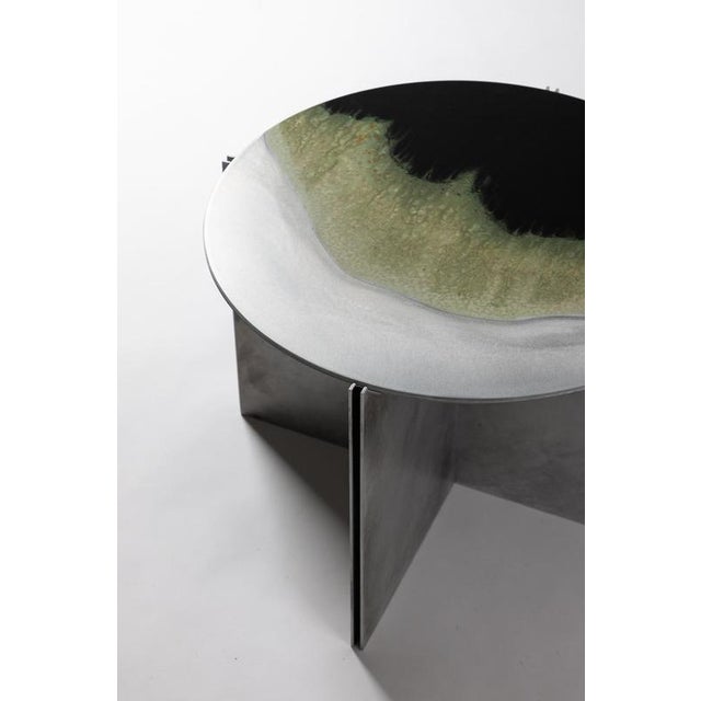 Contemporary H4 Hand Decorated Metal & Aluminium Side Table by Studio Nyx For Sale - Image 3 of 16