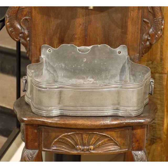 18th Century 18th Century Louis XV Period Pewter Lavabo Mounted on Walnut Stand For Sale - Image 5 of 11