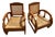Vintage Art Deco Armchair in Teakwith Hand-Woven French Rattan, 1920s, Set of 2 For Sale