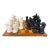 Large Staunton Style Wooden Chess Set With Matching Wood Inlaid Board For Sale