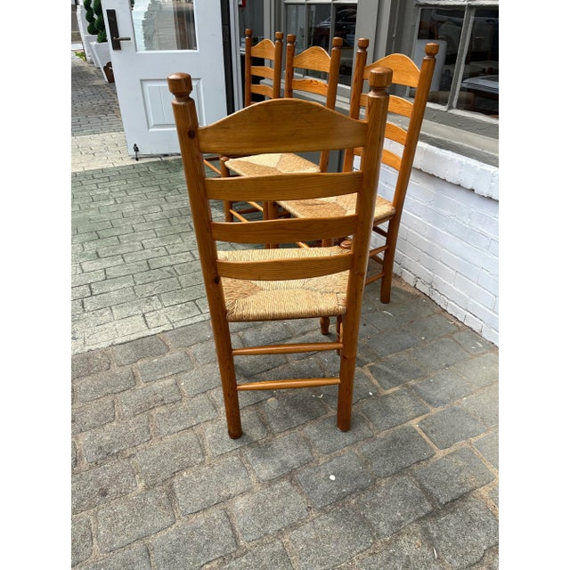 Wood 1960s Scandinavian Pine Ladder Back Dining Chairs - Set of 4 For Sale - Image 7 of 7
