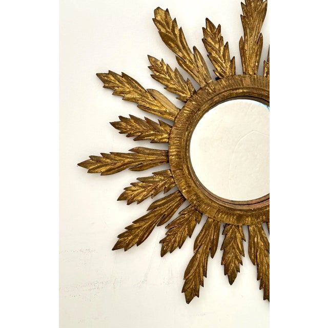 French French Gilt Sunburst or Starburst Convex Mirror (Diameter 28 1/8) For Sale - Image 3 of 10