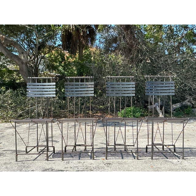 Vintage Boho Rebar Dining Chairs After Ilana Goor- Set of 4 For Sale In West Palm - Image 6 of 11