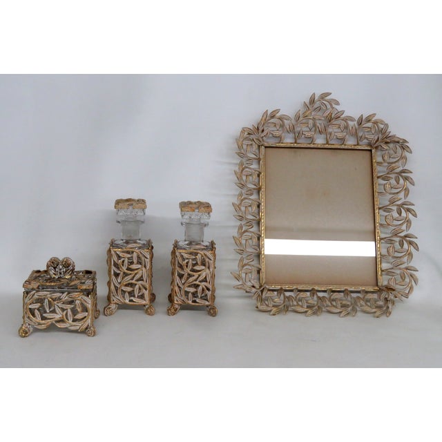 Mid 20th Century Imperial Glass 4pc Ormolu Vanity Set With 2 Perfume Bottles 1 Tray 1 Box 4723b For Sale - Image 5 of 18