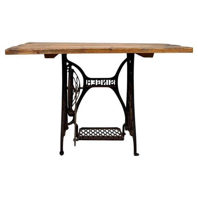 Brown Vintage English Cast Iron Sewing Machine Base Table, 1900s For Sale - Image 8 of 12