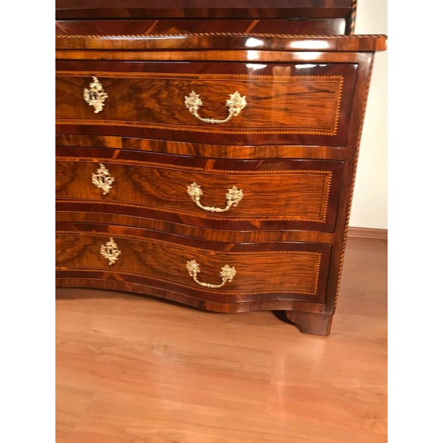 Brown 18th Century Baroque Walnut Bureau Cabinet with Figured Veneers For Sale - Image 8 of 11