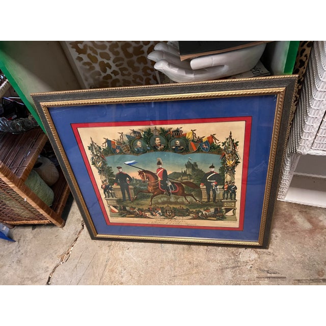 Red 1920s European Military Officers Commemorative Print, Framed For Sale - Image 8 of 8