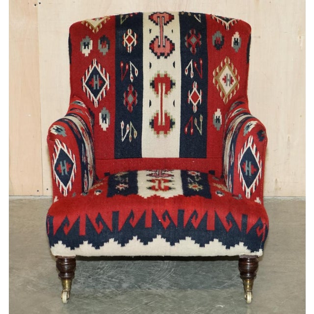 Victorian Bridgewater Armchair with Kilim Upholstery from Howard & Sons For Sale - Image 3 of 18