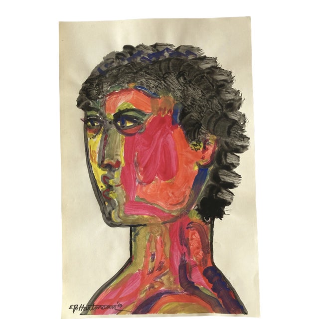 Original Contemporary E.J.Hartmann Abstract Pop Art Portrait Painting Signed For Sale