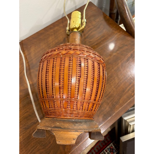 Vintage Fine Wicker Urn-Shaped Basket Lamp For Sale In Washington DC - Image 6 of 6