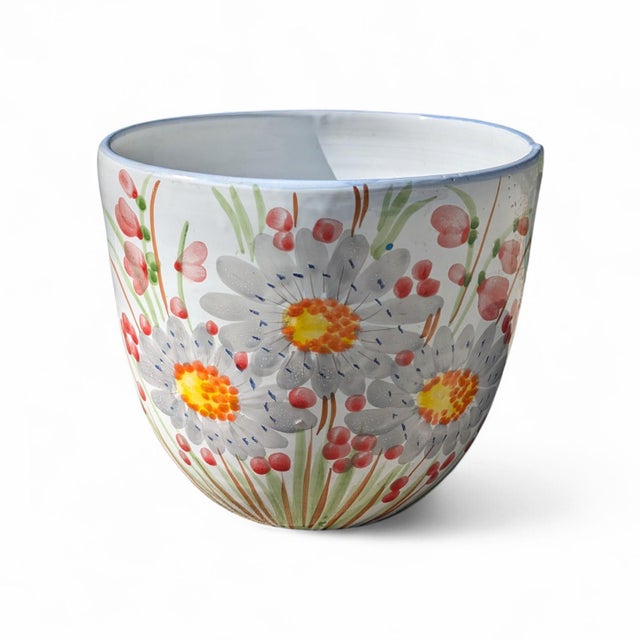 Mid-Century Modern Vintage Ceramic Botanical Flower Planter Made in Italy For Sale - Image 3 of 14