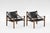 1960s Vintage Scirocco Safari Lounge Chairs in Black Leather and Wood by Arne Norell for Arne Norell AB, 1960s, Set of 2 For Sale - Image 5 of 5