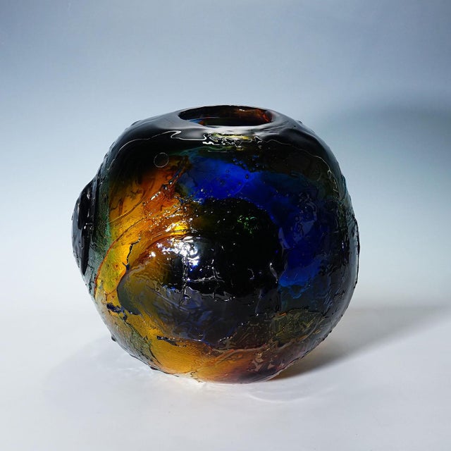 Gae Aulenti Large Spherical Vase Geacolor by Gae Aulenti for Venini, Murano, 1995 For Sale - Image 4 of 9