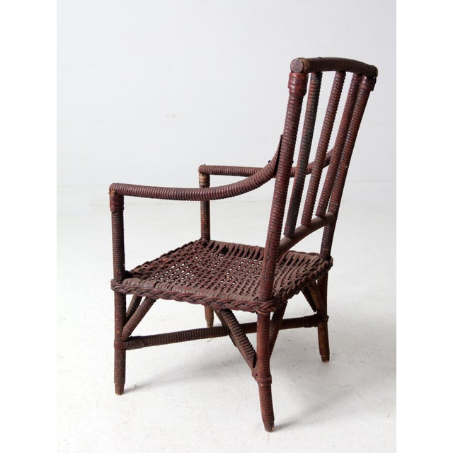 Brown Antique American Wicker Child's Chair For Sale - Image 8 of 12