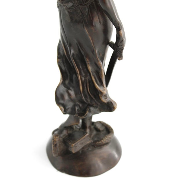 Late 20th Century Bronze Lady Justice Statue With Blindfold and Scales, Heavy, 15.25" Tall, Law Office Decor For Sale - Image 9 of 9