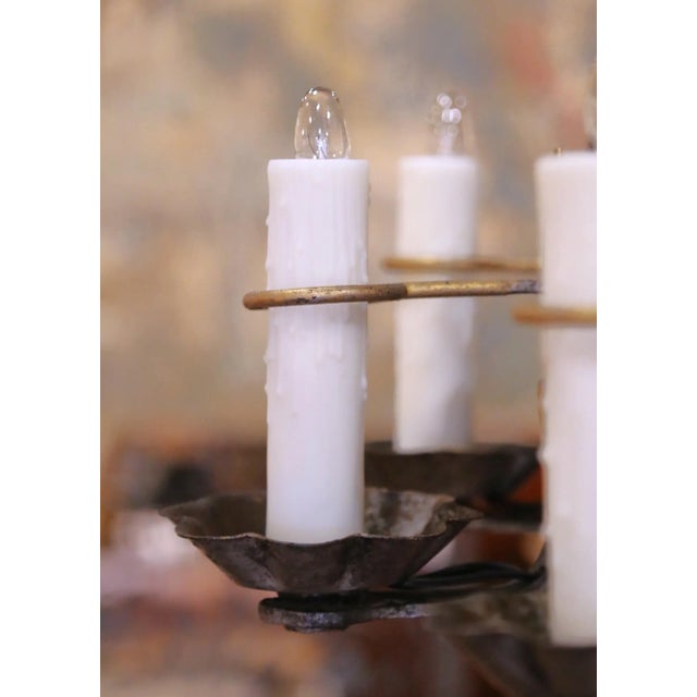 Early 20th Century French Gothic Twelve-Light Iron Chandelier With Gilt Accents For Sale - Image 10 of 11