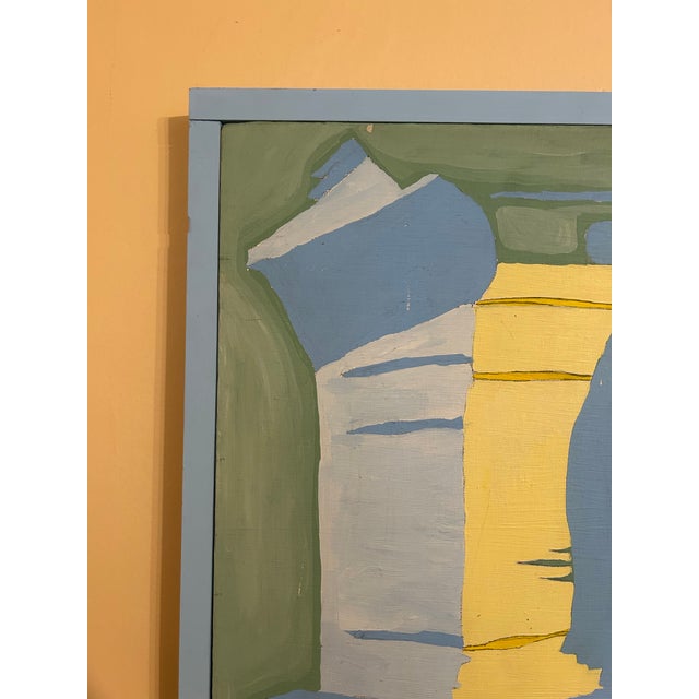 Vintage Abstract Architectural Modern Painting Signed by Carlson For Sale In Boston - Image 6 of 8