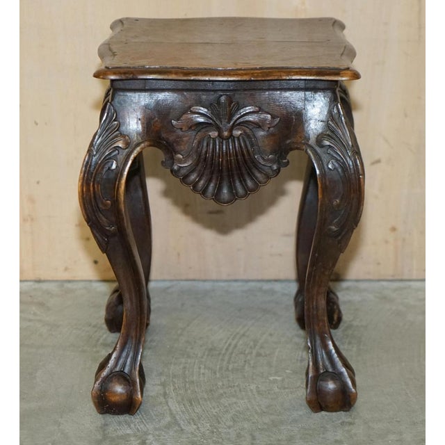 Hand Carved Hardwood Claw & Ball Side Tables, 1900s, Set of 2 For Sale - Image 16 of 18