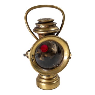 19th or 20th Century Brass Bicycle Carriage "Neverout" Lantern For Sale