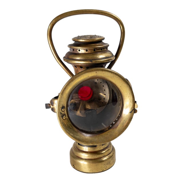 19th or 20th Century Brass Bicycle Carriage "Neverout" Lantern For Sale