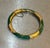 1940s-50s spinach jade/gold plated bangle bracelet w/ hinged clasp closure. Excellent condition.
