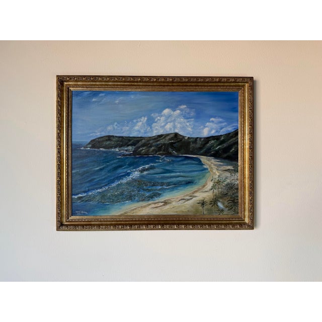 Mid-Century Modern 1982 Vintage Yarda Grish Impressionist Coastal Landscape Oil on Canvas Painting – Signed & Framed For Sale - Image 3 of 12