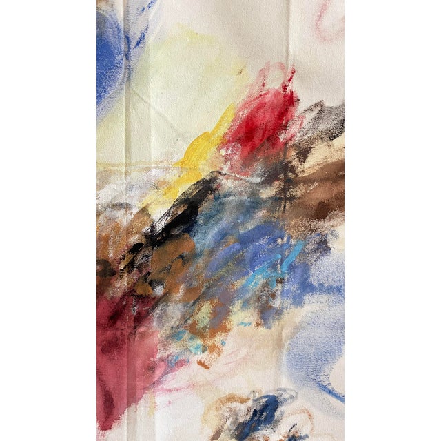 Abstract Abstract Expressionist Painting on Raw Canvas For Sale - Image 3 of 4