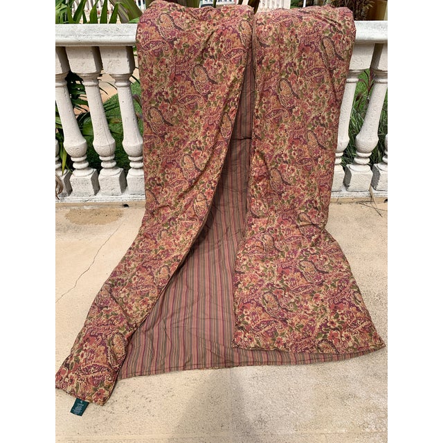Tan Vintage Lauren Ralph Lauren Paisley- Floral Full Queen Comforter Cover, Red Brown Green Tan Burgundy For Sale - Image 8 of 12