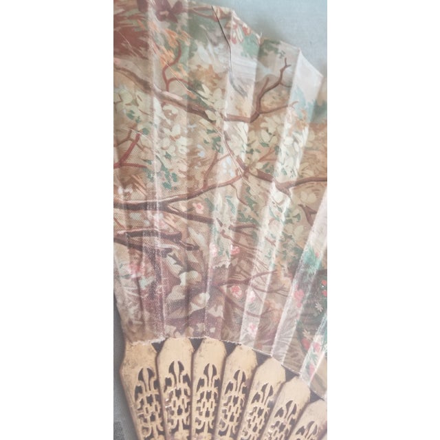 Early 1900s Victorian Hand Fan in Glass Frame For Sale - Image 9 of 11