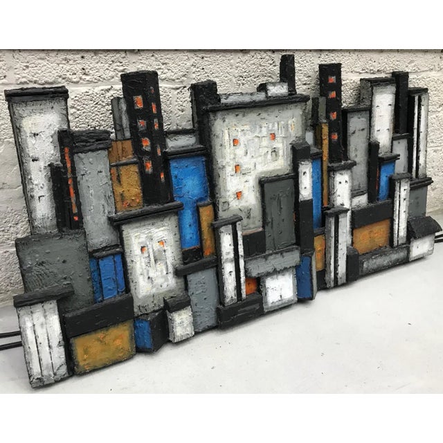 Danish Brutalist Skyline Wall Mounted Art Relief by Dorrit Kahler, 1970s For Sale - Image 10 of 11