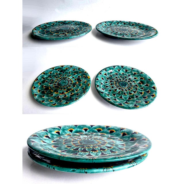 Mexican Vintage Hand Painted Talavera Mexico Ceramic Wall Platters, a Pair For Sale - Image 3 of 13