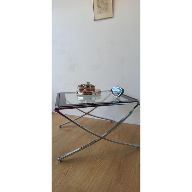 Barcelona Style Chrome Coffee Table, 1970s For Sale - Image 4 of 18