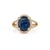 VR Jewels Royal 6.11ct Blue Sapphire Diamond Split-Shank Halo Ring Size 9 in 14k Gold For Sale - Image 4 of 17