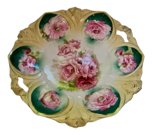 1890s RS Prussia Hand Painted Rose Cake Dish