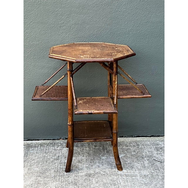 Vintage Octagon Bamboo Side Table For Sale - Image 10 of 12