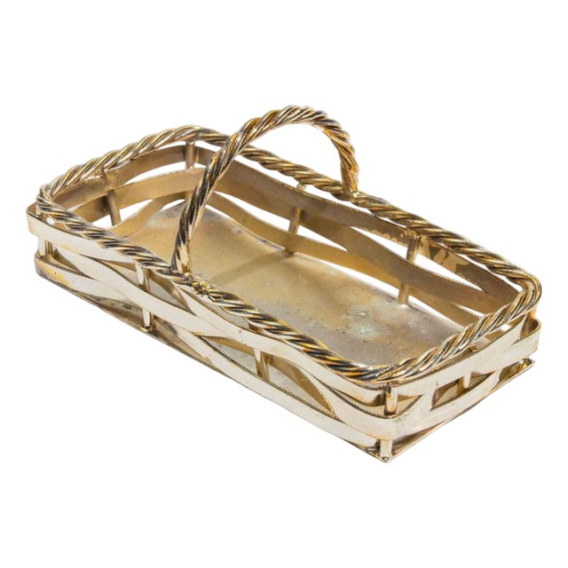 Italian Silver-Plated Serving Basket by Bologna Silverplate, 1960s For Sale