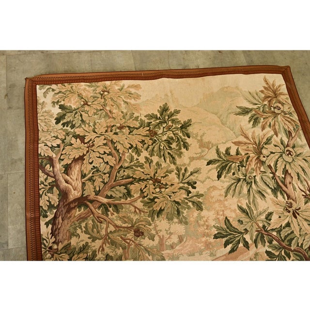 Green French 20th Century Tapestry Cartoon with Iron Hanger For Sale - Image 8 of 12