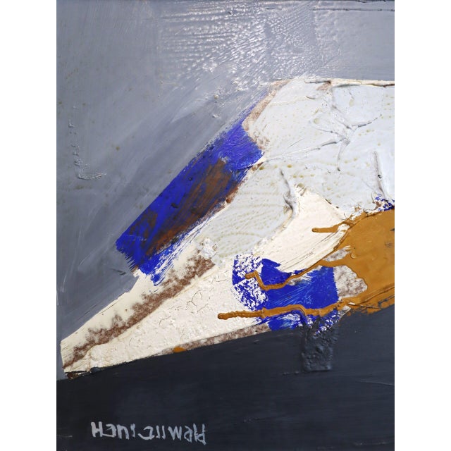 Mid-Century Modern 'Blue Echoes' Vintage Original Abstract Oil Painting by Swedish Artist Hans Osswald (1919-1983), Framed For Sale - Image 12 of 15