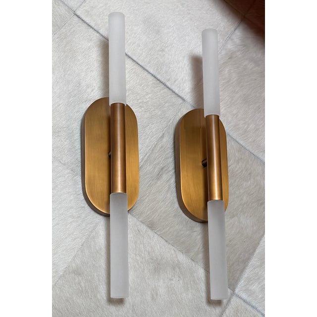 Contemporary Restoration Hardware Rousseau Vintage Brass Sconces, Pair For Sale - Image 3 of 12