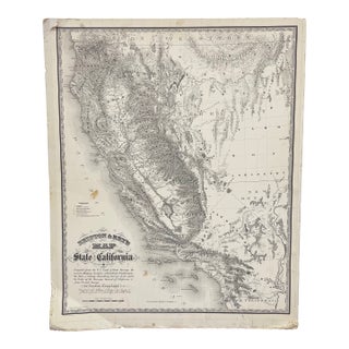 1970s Britton & Reys Map of the State of California Print, After George H. Goddard Survey, Detailed Topographical Map Reprint For Sale