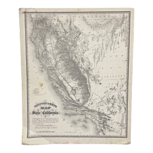 1970s Britton & Reys Map of the State of California Print, After George H. Goddard Survey, Detailed Topographical Map Reprint