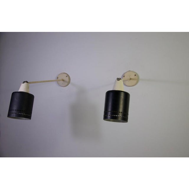 Mid-Century Modern Adjustable Metal Wall Lamps, Germany, 1950s, Set of 2 For Sale - Image 4 of 16