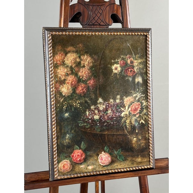 Angelo Zoffoli, Pair of Still Lifes with Flowers, 1800s, Oil on Canvas For Sale - Image 9 of 13