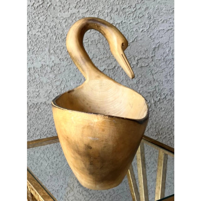 Mid 20th-Century Hand-Hewn Swan-Shaped Decorative Wooden Bowl / Cachepot, Mexico For Sale - Image 15 of 18