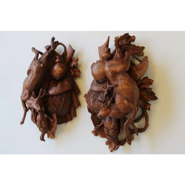 19th Century Swiss Carved Black Forest Trophy Plaques, 1880, Set of 2 For Sale - Image 6 of 11
