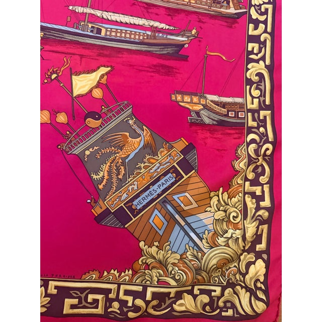 Hermès Jonques Et Sampans Silk Scarf 1999 From Françoise De La Perriere For Sale In New York - Image 6 of 12
